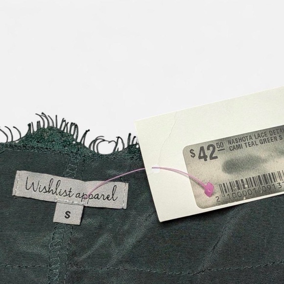 Wishlist Apparel Teal Lace Trim Camisole Tank Top Small NWT - Picture 5 of 6